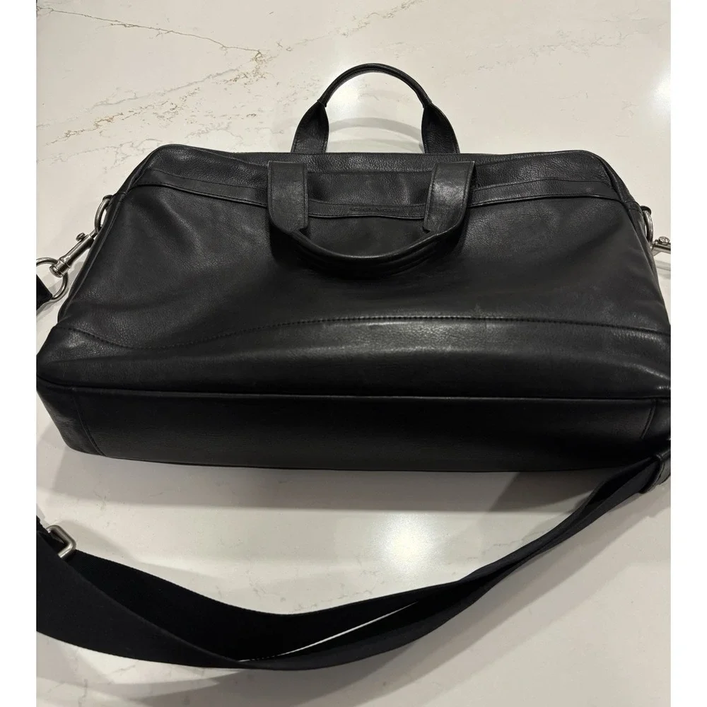 Coach Hudson Slim Briefcase Black Leather Laptop Bag Mens F71561 Crossbody Strap
